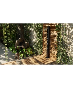 DOCCIA SOLARE PER GIARDINO GRE IN ALLUMINIO CON LAVAPIEDI E SPRUZZATORE 32 L - COD. AR1130