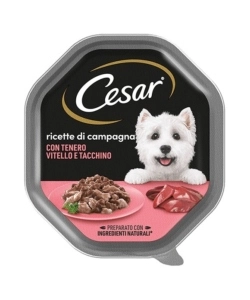 ALIMENTO UMIDO PER CANI CESAR "RICETTE DI CAMPAGNA" CON VITELLO E TACCHINO 150 GR