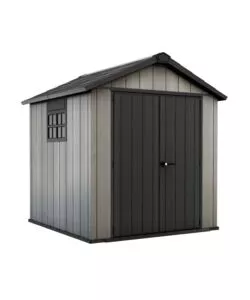 CASETTA DA GIARDINO KETER "OAKLAND 757" IN DUOTECH COLORE GRIGIO CON PORTA BATTENTE DOPPIA 229X223,5X242 CM