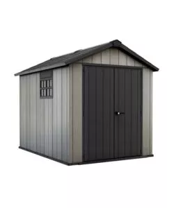 CASETTA DA GIARDINO KETER "OAKLAND 759" IN DUOTECH COLORE GRIGIO CON PORTA BATTENTE DOPPIA 229X287X242 CM