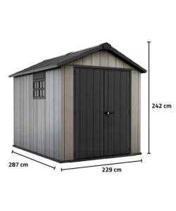 CASETTA DA GIARDINO KETER "OAKLAND 759" IN DUOTECH COLORE GRIGIO CON PORTA BATTENTE DOPPIA 229X287X242 CM