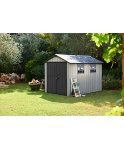 CASETTA DA GIARDINO KETER "OAKLAND 7511" IN DUOTECH COLORE GRIGIO CON PORTA BATTENTE DOPPIA 230X350X242 CM