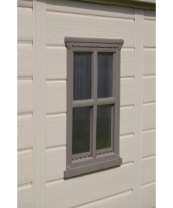 CASETTA DA GIARDINO KETER "FACTOR 8x8" IN RESINA COLORE BEIGE CON PORTA BATTENTE DOPPIA 256,5X255X243 CM