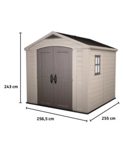 CASETTA DA GIARDINO KETER "FACTOR 8x8" IN RESINA COLORE BEIGE CON PORTA BATTENTE DOPPIA 256,5X255X243 CM