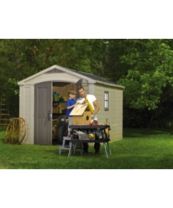 CASETTA DA GIARDINO KETER "FACTOR 8x11" IN RESINA COLORE BEIGE CON PORTA BATTENTE DOPPIA 256,4X331,5X243 CM