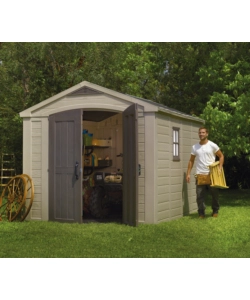 CASETTA DA GIARDINO KETER "FACTOR 8x11" IN RESINA COLORE BEIGE CON PORTA BATTENTE DOPPIA 256,4X331,5X243 CM