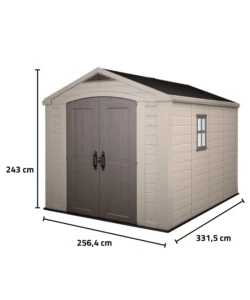 CASETTA DA GIARDINO KETER "FACTOR 8x11" IN RESINA COLORE BEIGE CON PORTA BATTENTE DOPPIA 256,4X331,5X243 CM