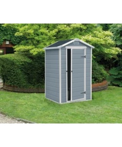 CASETTA DA GIARDINO KETER "MANOR 4x3" IN RESINA COLORE GRIGIO CON PORTA BATTENTE SINGOLA 129X103X196 CM