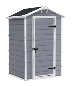 CASETTA DA GIARDINO KETER "MANOR 4x3" IN RESINA COLORE GRIGIO CON PORTA BATTENTE SINGOLA 129X103X196 CM