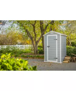 CASETTA DA GIARDINO KETER "MANOR 4x3" IN RESINA COLORE GRIGIO CON PORTA BATTENTE SINGOLA 129X103X196 CM