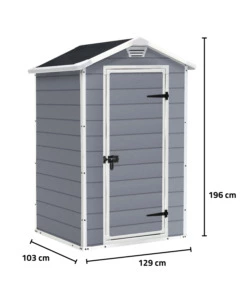 CASETTA DA GIARDINO KETER "MANOR 4x3" IN RESINA COLORE GRIGIO CON PORTA BATTENTE SINGOLA 129X103X196 CM