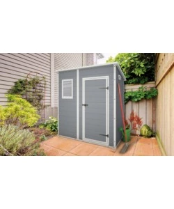 CASETTA DA GIARDINO KETER "MANOR PENT 6x4" IN RESINA COLORE GRIGIO CON PORTA BATTENTE SINGOLA 183,5X111X200,5 CM