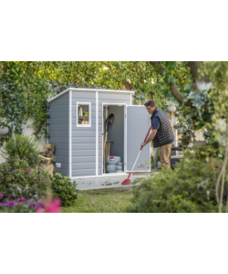 CASETTA DA GIARDINO KETER "MANOR PENT 6x4" IN RESINA COLORE GRIGIO CON PORTA BATTENTE SINGOLA 183,5X111X200,5 CM