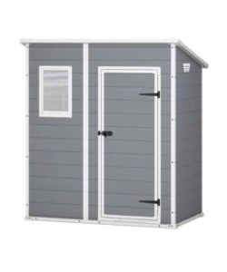 CASETTA DA GIARDINO KETER "MANOR PENT 6x4" IN RESINA COLORE GRIGIO CON PORTA BATTENTE SINGOLA 183,5X111X200,5 CM