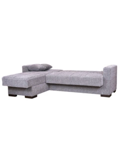 DIVANO LETTO "MERLIN" IN TESSUTO GRIGIO CON CASSETTONE E PENISOLA REVERSIBILE, 225X150X81 CM