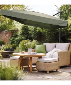OMBRELLONE DA GIARDINO RETTANGOLARE CON BRACCIO LATERALE EUROGARDEN "TOP GUN" IN POLIESTERE VERDE SALVIA 300X400 CM