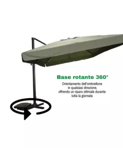 OMBRELLONE DA GIARDINO RETTANGOLARE CON BRACCIO LATERALE EUROGARDEN "TOP GUN" IN POLIESTERE VERDE SALVIA 300X400 CM