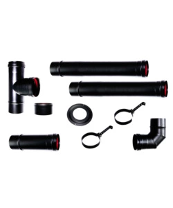 KIT SCARICO FUMI PER STUFE A PELLET IN ACCIAIO SMALTATO, DIAMETRO 80 MM