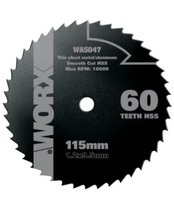 WORX - DISCO DA TAGLIO UNIVERSALE HSS 60 DENTI 115MM "WA5047".
