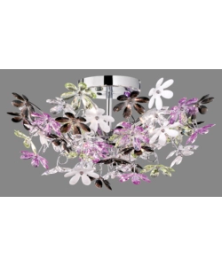 PLAFONIERA "FLOWER" CON FIORI TRASPARENTI E MULTICOLOR, Ø 51 CM