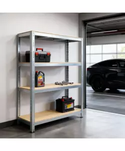 SCAFFALE IN METALLO IN KIT GRIMA "JOKER" 4 RIPIANI IN LEGNO, 160X60X180 CM