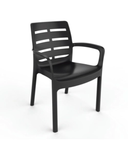 SEDIA DA ESTERNO CON BRACCIOLI "BORNEO" IN POLIPROPILENE ANTRACITE 60,5X54X82 CM