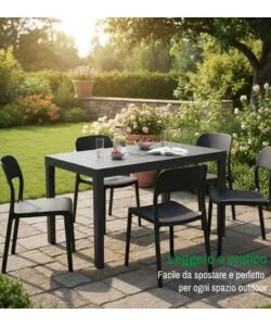 TAVOLO DA ESTERNO "SUMATRA" IN POLIPROPILENE ANTRACITE 138X78X72H CM