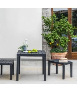 SGABELLO DA ESTERNO "TIMOR" IN POLIPROPILENE EFFETTO LEGNO ANTRACITE 60X38,5X45 CM
