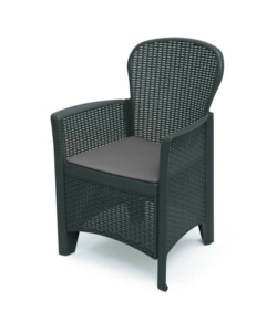 POLTRONA DA ESTERNO "FOLIA" IN POLIPROPILENE CON CUSCINO ANTRACITE 59X57X85,5 CM