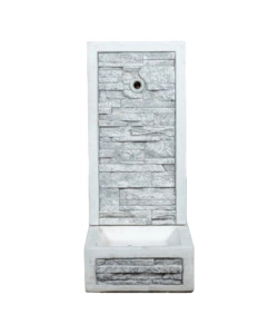 FONTANA DA GIARDINO A MURO "ADIGE" ANTICATO COLORE GRIGIO,  40X40X92 CM - KAM