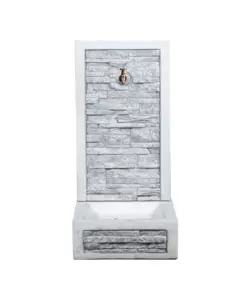 FONTANA DA GIARDINO A MURO "ADIGE" ANTICATO COLORE GRIGIO,  40X40X92 CM - KAM