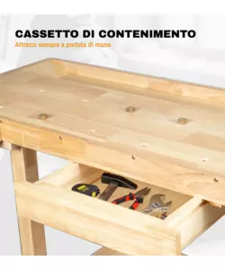 BANCO DA LAVORO EASY SYSTEM IN LEGNO DI QUERCIA 148X61x86CM