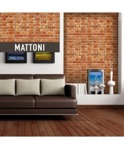 LASTRA DECORATIVA IN POLIPROPILENE CON STAMPA EFFETTO MATTONI, 100X50 CM