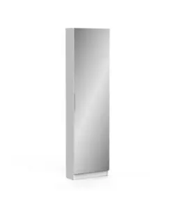 ARMADIO SCARPIERA BIANCO CON ANTA A SPECCHIO, 50X20X180 CM