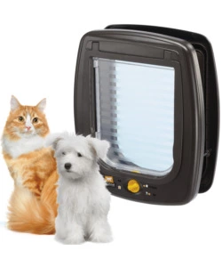 PORTINA PER GRANDI GATTI E PICCOLI CANI FERPLAST "SWING 9" CON CHIUSURA 4 VIE, PROTEZIONE ARIA, CHIUSURA AMMORTIZZATA IN PLASTICA MARRONE 26,2X10,2X31,2 CM
