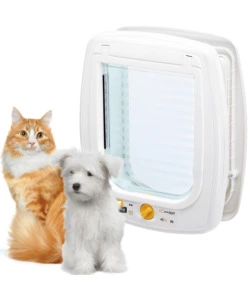 PORTINA PER GRANDI GATTI E PICCOLI CANI FERPLAST "SWING 9" CON CHIUSURA 4 VIE, PROTEZIONE ARIA, CHIUSURA AMMORTIZZATA IN PLASTICA BIANCO 26,2X10,2X31,2 CM