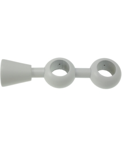 SUPPORTO REGOLABILE PER DOPPIO BASTONE Ø28MM CON VITI E TASSELLI  LACCATO BIANCO.