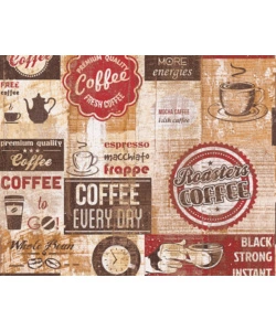 CARTA DA PARATI PARATO CARTA DUPLEX COFFEE LABEL ROSSO