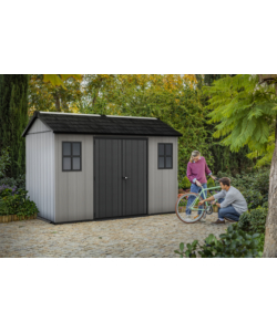 CASETTA DA GIARDINO KETER "OAKLAND 1175SD" IN DUOTECH COLORE GRIGIO CON PORTA BATTENTE DOPPIA 350X229X254 CM