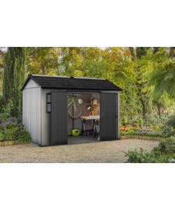 CASETTA DA GIARDINO KETER "OAKLAND 1175SD" IN DUOTECH COLORE GRIGIO CON PORTA BATTENTE DOPPIA 350X229X254 CM