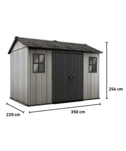 CASETTA DA GIARDINO KETER "OAKLAND 1175SD" IN DUOTECH COLORE GRIGIO CON PORTA BATTENTE DOPPIA 350X229X254 CM