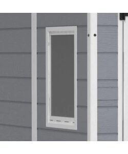 CASETTA DA GIARDINO KETER "MANOR 6x5" IN RESINA COLORE GRIGIO CON PORTA BATTENTE DOPPIA 185X152X226 CM