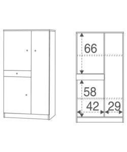 MOBILE 3 ANTE E 1 CASSETTO OLMO, 77X147X34 CM