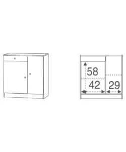 MOBILE 2 ANTE E 1 CASSETTO BIANCO LUCIDO, 77X80X34 CM