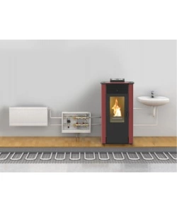 TERMOSTUFA A PELLET CANADIAN STOVE "IDRO 14" BORDEAUX 13,8 KW