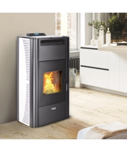 TERMOSTUFA A PELLET CANADIAN STOVE "IDRO CERAMIC 17" BIANCO 17 KW