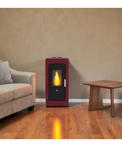 Termostufa a pellet Canadian Stove "Idro Ceramic 14" bordeaux 13,8 kW