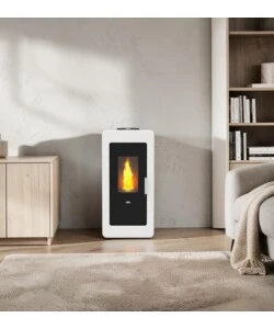 Termostufa a pellet Canadian Stove "Idro Ceramic 14" bianco 13,8 kW