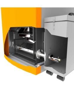 CALDAIA A PELLET CANADIAN STOVE "COMPATTA 16" CON BRUCIATORE AUTOPULENTE E COMPATTATORE CENERI 16 KW