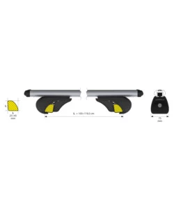 COPPIA BARRE PORTATUTTO IN ALLUMINIO RAIL PRO - L - 127 CM  N15036